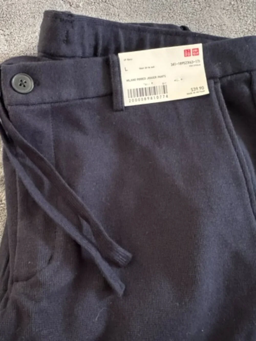 UNIGLO MEN'S MILANO RIBBED JOGGER PANTS - NAVY